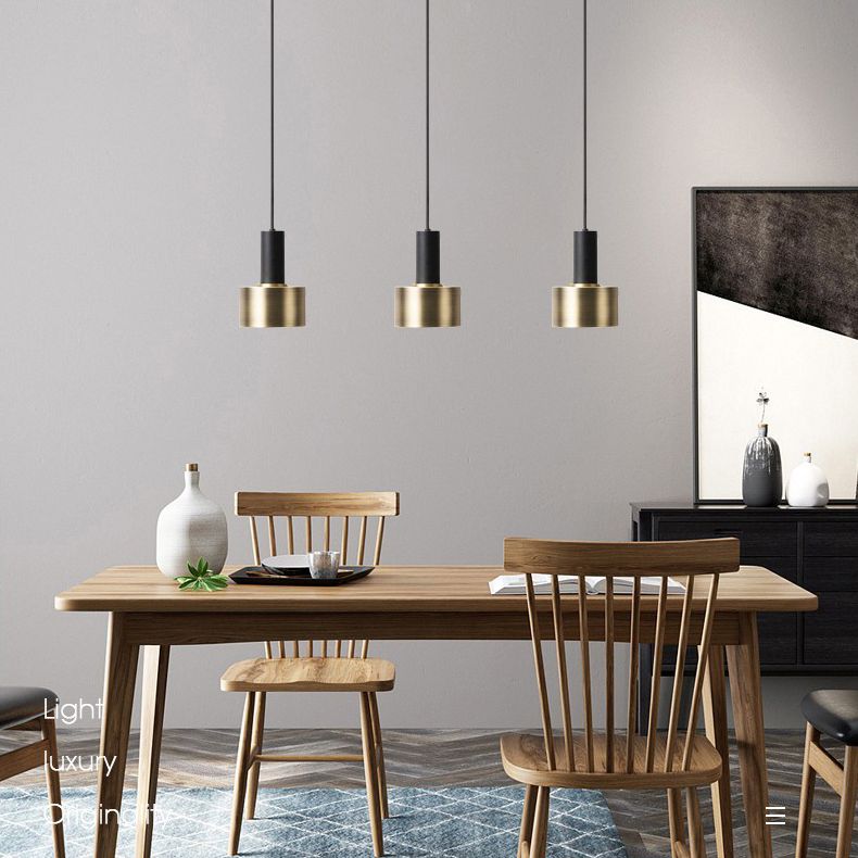 Brass Torchlight Shaped Pendant Lamp Postmodern Metal Hanging Light for Dining Room