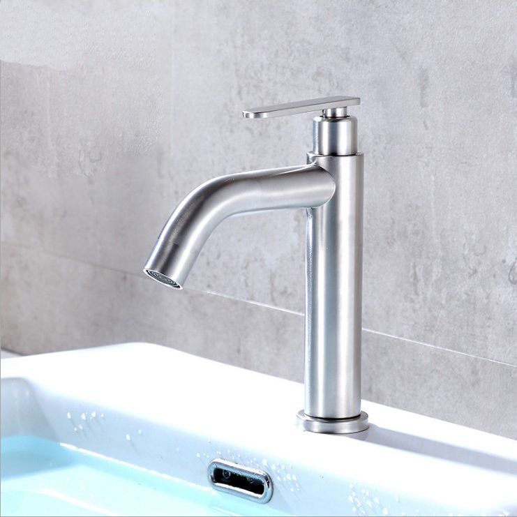 Modern Vessel Faucet Stainless Steel Low Arc Basin Lavatory Faucet