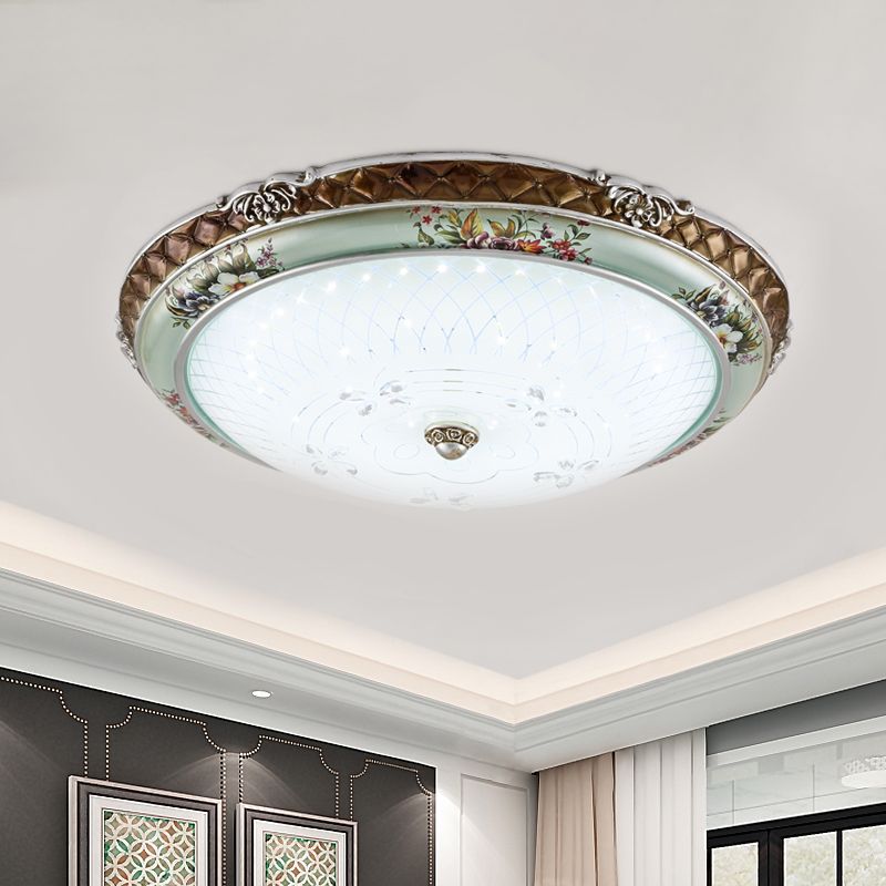 13"/16"/19.5" W Blue-Brown LED Lighting Fixture Traditional Style Cream Glass Domed Design Flush Mount Light, Warm/White Light