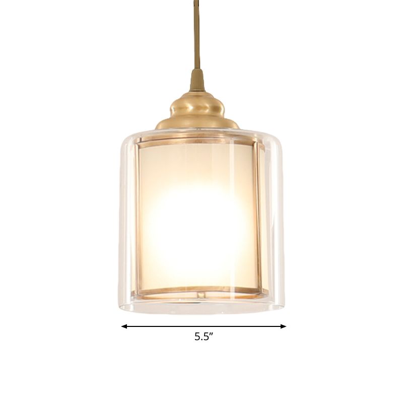 Cilinder wit glazen hanglamp lampje armatuur klassiek 5 "/5,5"/6 "brede 1 lichte eetkamer hangende lampkit