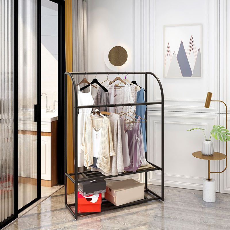 Modern Coat Rack Metal Hanging Rail and Storage Shelving Hall Stand