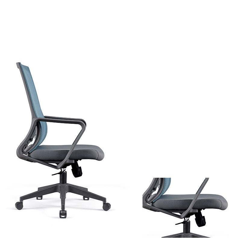 Modern Fixed Arms Computer Chair with Wheels Mid-Back Office Chair