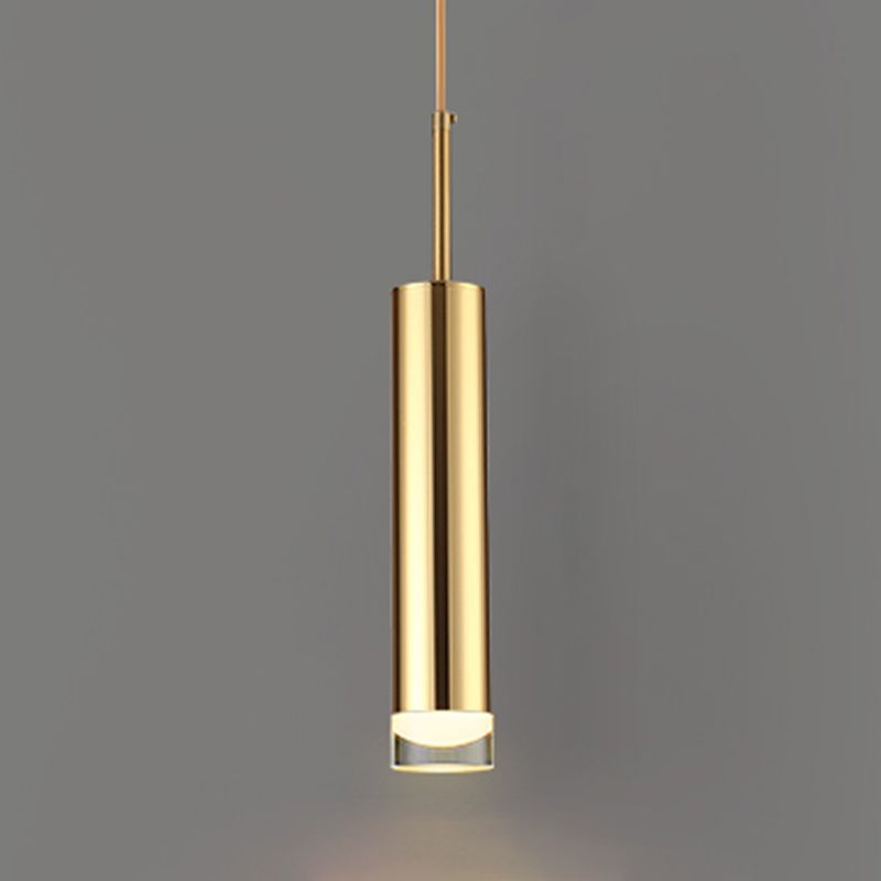 Contemporary Style Cylinder Shape Pendant Light Metal Single Light Hanging Lamp