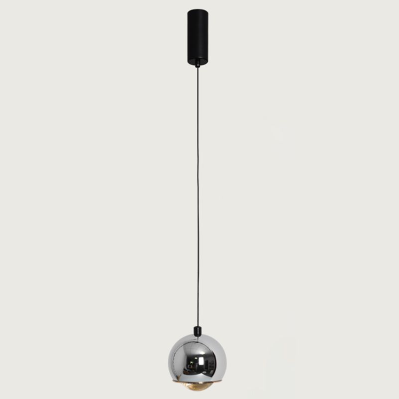 Postmodern Aluminum Pendant Light Globe 4" Wide LED Hanging Pendant for Bedroom