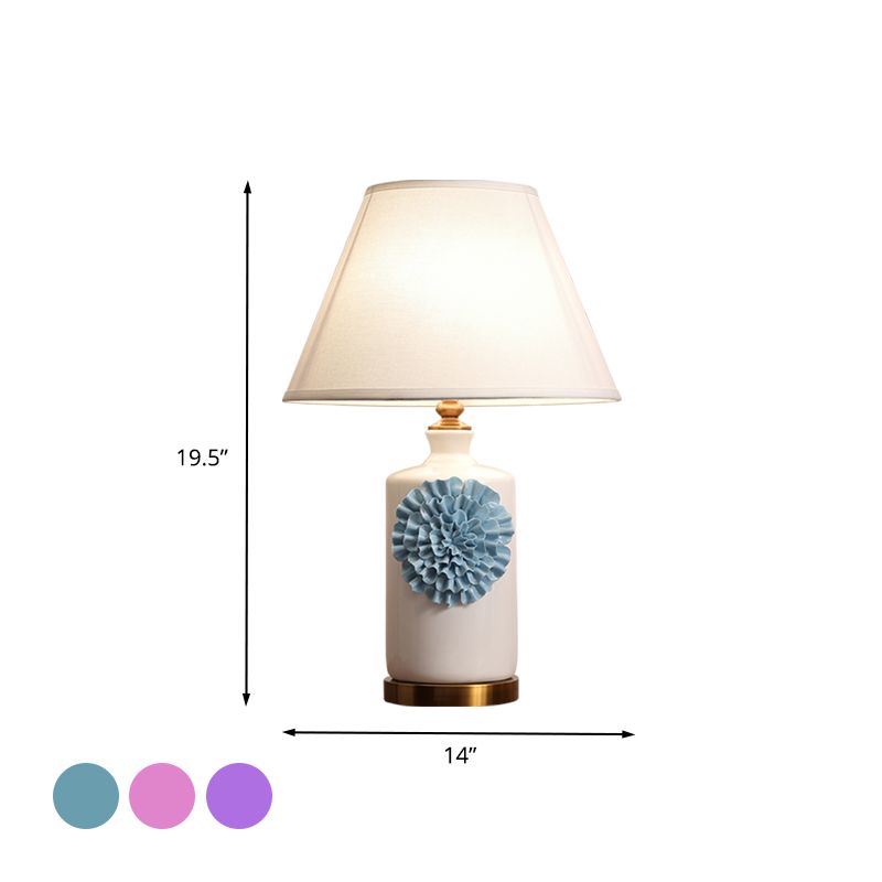 19.5"/23.5" Long 1 Bulb Cone/Bell Table Light Pastoral Sky Blue/Purple/Pink Metal Nightstand Lamp for Bedroom