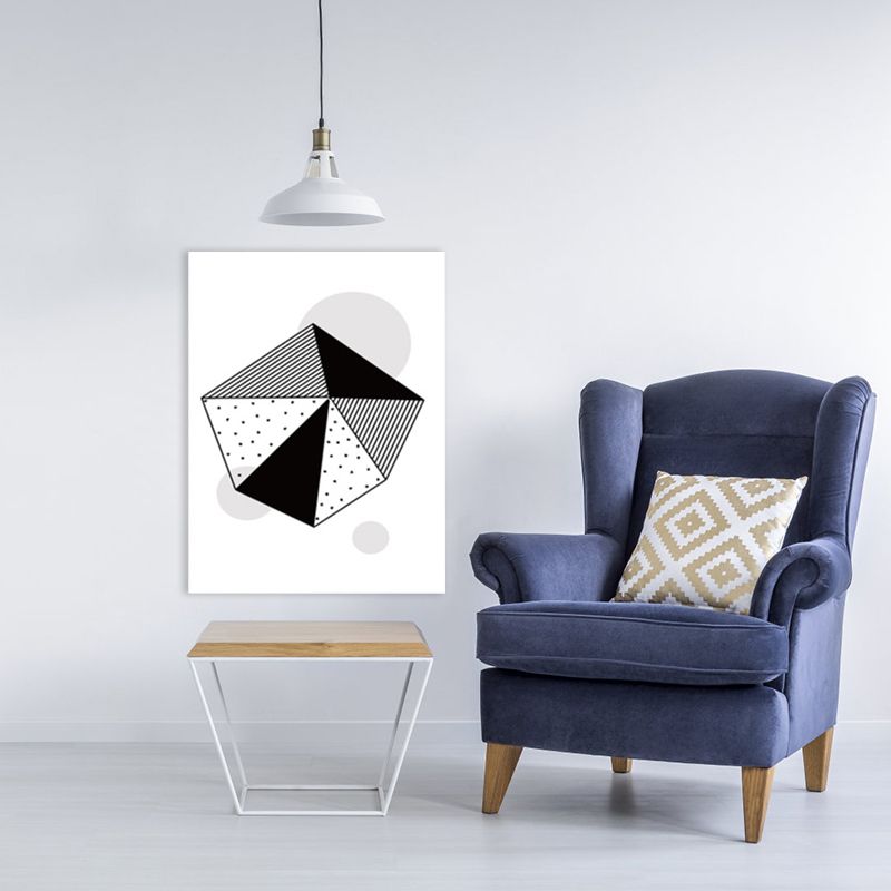 Hexagon Pattern Wall Art Decor Scandinavian Style Geometric Canvas Print in Black