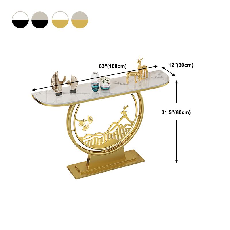 Stone Glam Console Table 31.5" Tall Accent Table with Shelves
