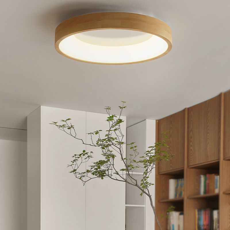 Japanese Style LED Wooden Ceiling Light Circle Shape Ceiling Lamp for Bedroom