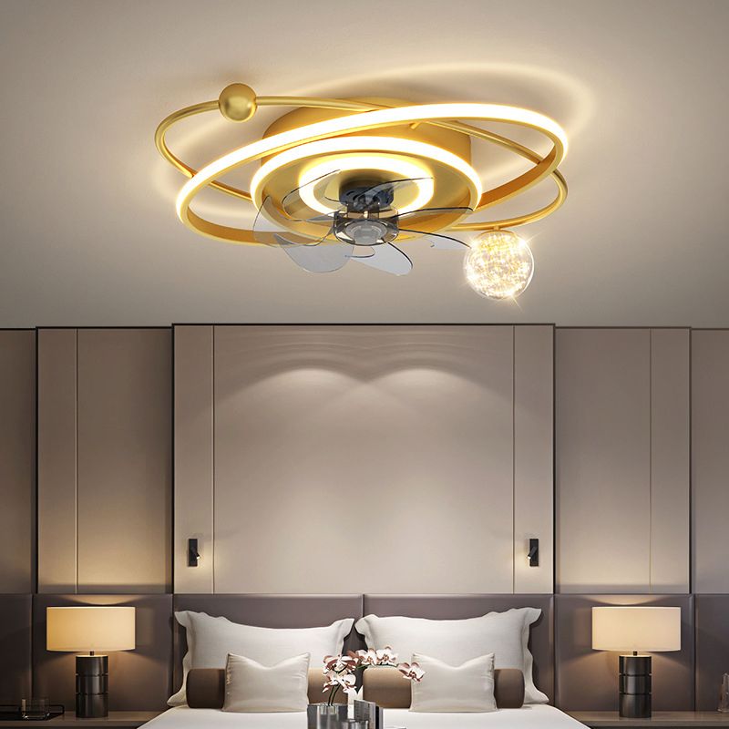 Golden/Black Fan with Light Modernism 7-Blade LED Ceiling Fan for Home