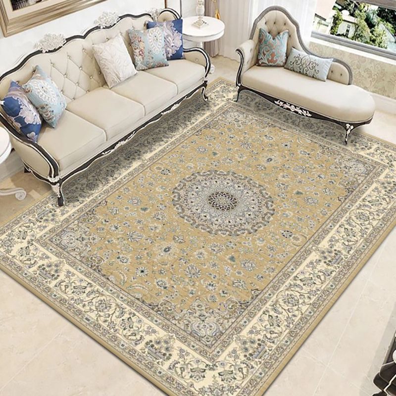 Tapis de motif marocain Médalon Médaillon Polyester Tapis résistant à la tache résistante pour décoration domestique