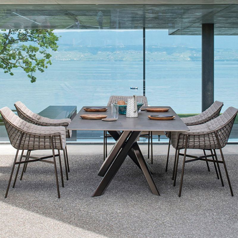 Modern Style Stone Courtyard Table Geometric Waterproof Outdoor Table