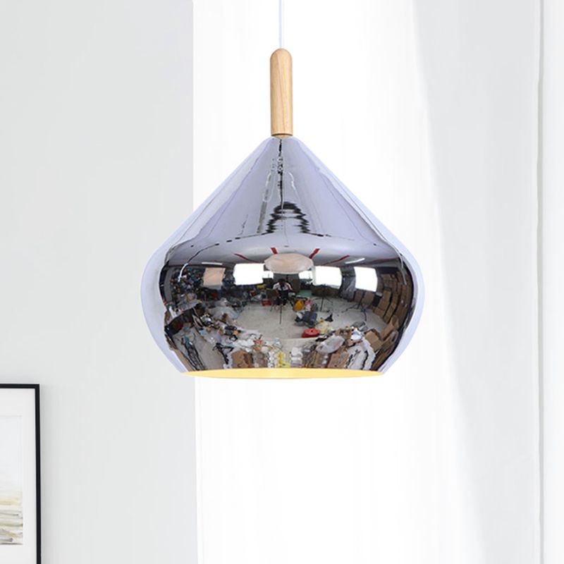 Mirror Ball Ceiling Pendant Light 1 Light Metallic Vintage Hanging Light in Wood