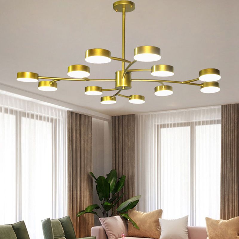 Cylinder Shape Pendant Chandeliers Contemporary Style Metal Hanging Light Fixtures