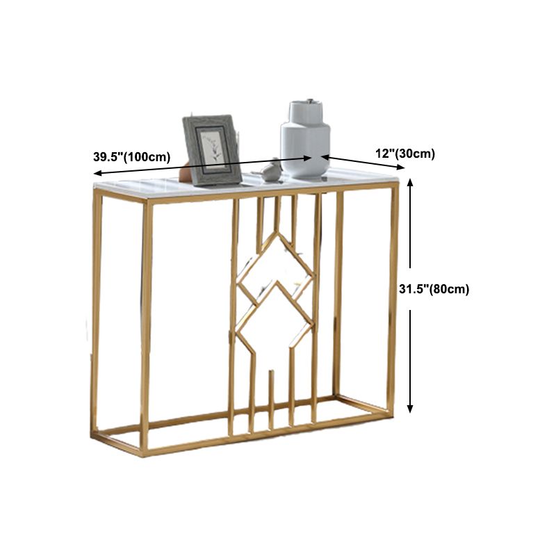 Modern Rectangle Console Accent Table Antique Finish Console Sofa Table in Marble