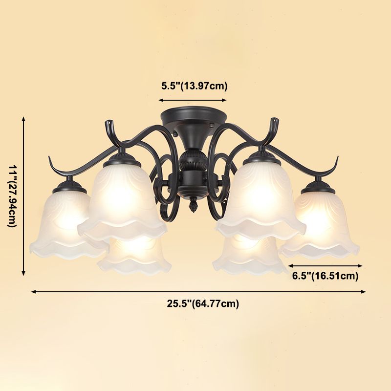 Traditional Flush Mount Light Simple Ceiling Lamp with Glass Shade for Living Room