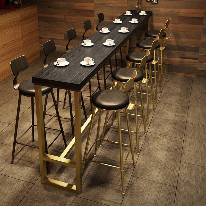 Black Glam Style Bar Table in Metal and Wood Milk Tea Shop Bar Table