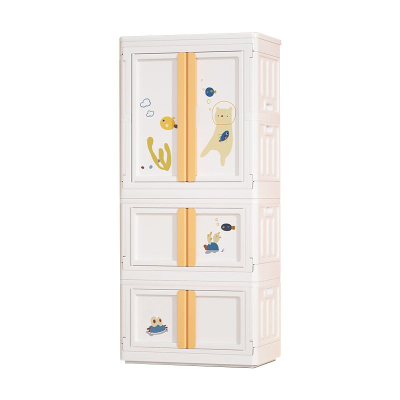 Modern Style Plastic Kids Closet Door Included Youth Armoire with Cloth Rod