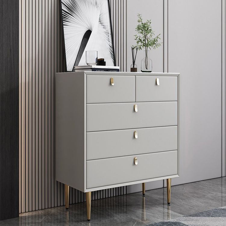 Vertical Wood Lingerie Chest Modern Bedroom Storage Chest with 5 Drawers