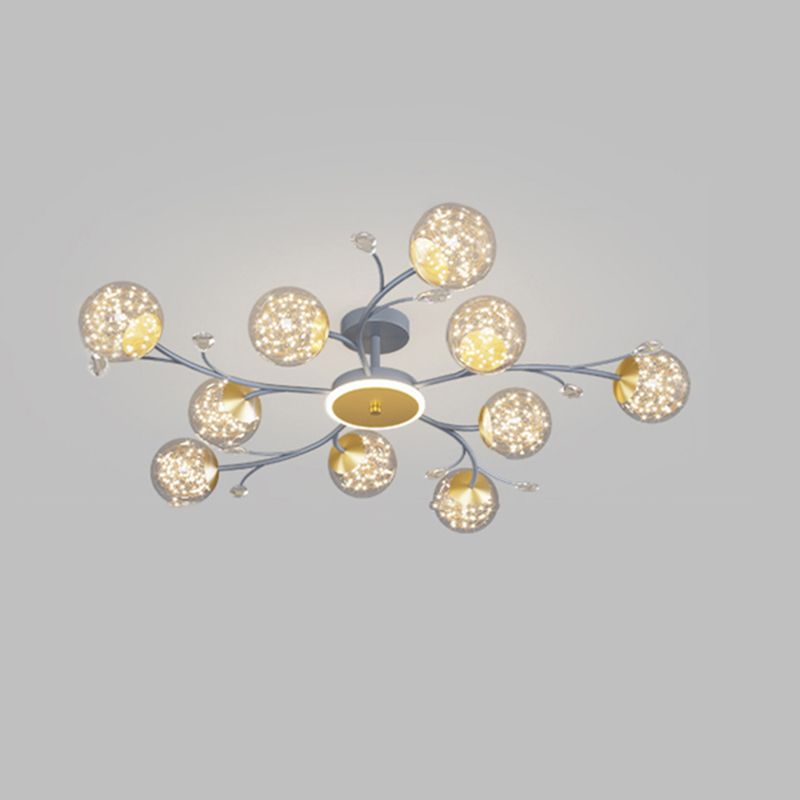 Blue Sputnik Flush Mount Ceiling Light Modern Glass Flush Light for Living Room