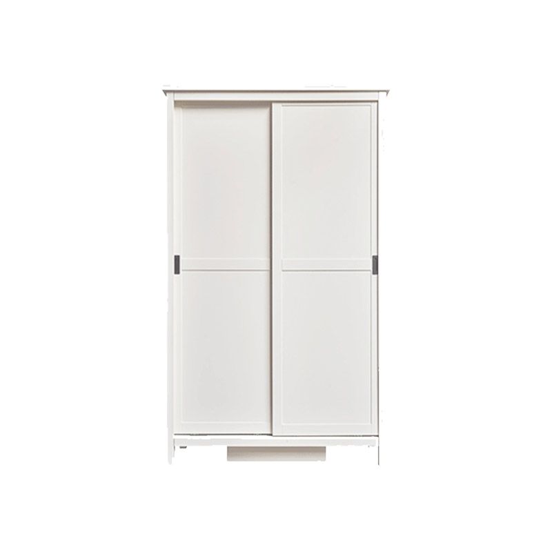 White Wardrobe Closet with Garment Rod Manufactured Wood Closet