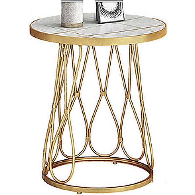 Round Faux Marble Side Table 47"L X 47"W X 62"H Iron Block Side End Snack Table