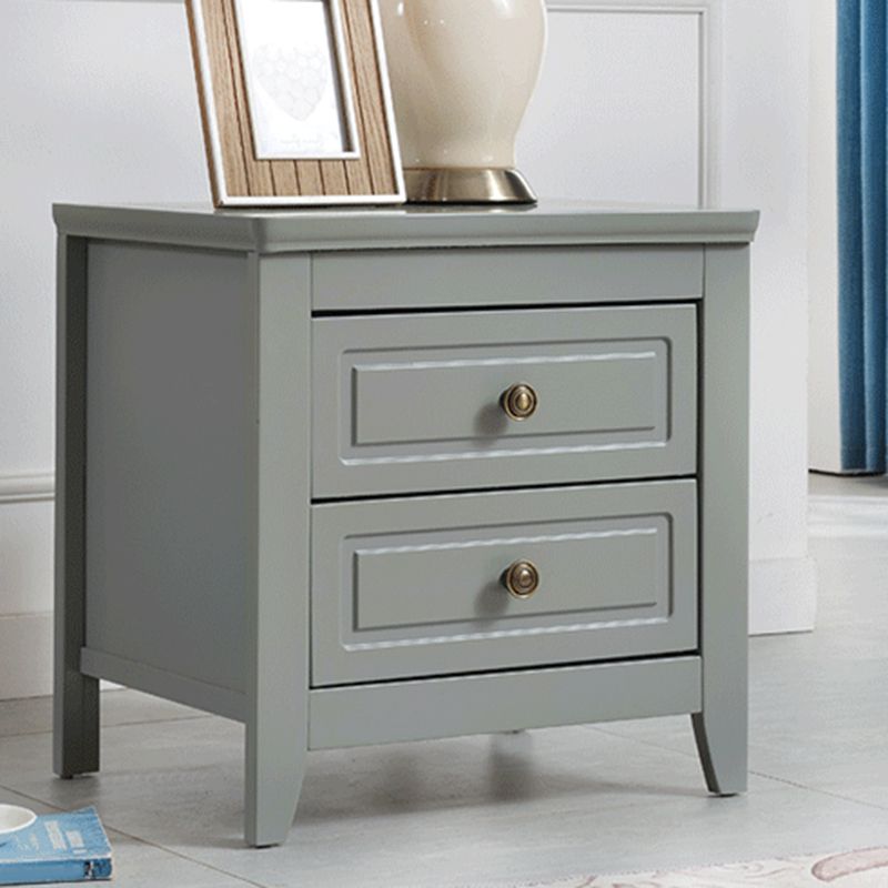 Modern Solid Wood Night Table Bedroom 2-drawer Nightstand with 4-leg