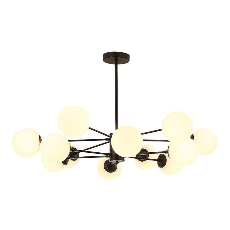 Living Room Chandelier Light Fixture Modern Black Chandelier Lighting with Ball Glass Shade