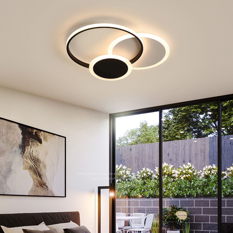 White / Black Contemporary Flush Mount Round / Square Cluster LED Metal Ceiling Flush