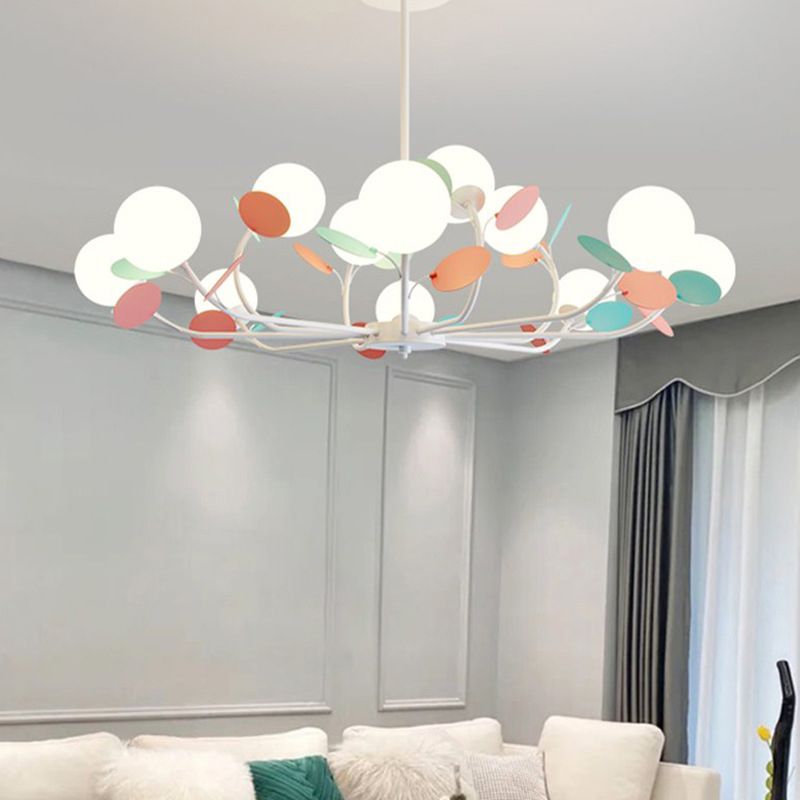 Spherical Shape Chandelier Light Modern Style Glass Multi Light Hanging Light for Kitchen