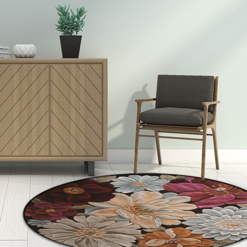 Mehrfarbiger Vintage-Teppich Polyester Blumenmuster Teppich waschbarer Rutsch-Rücken Teppich für Wohnzimmer
