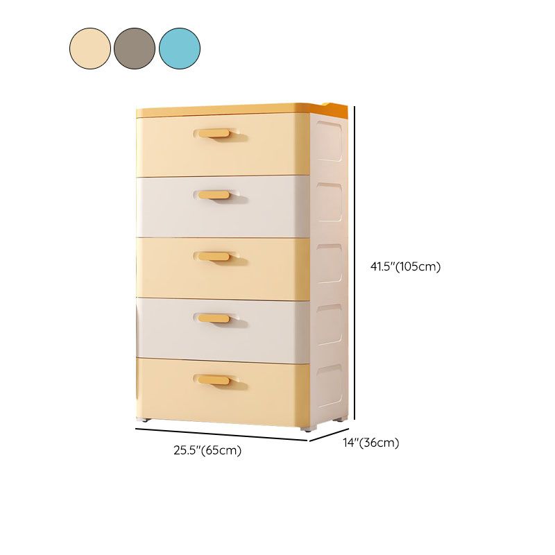 Contemporary Youth Armoire Plastic 5-drawer Wardrobe Armoire