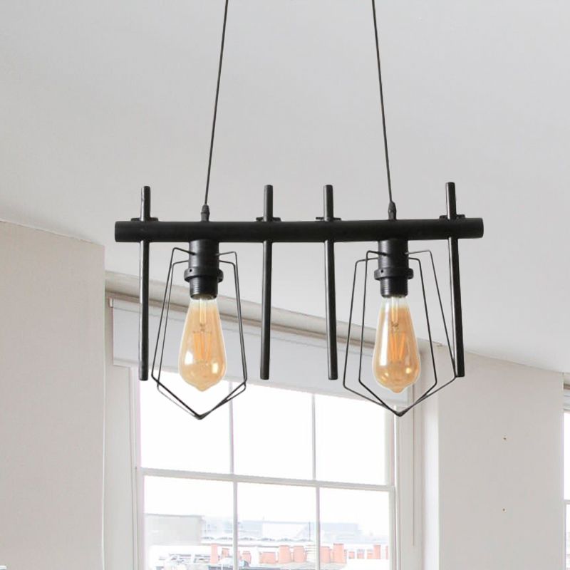 1/2/3-Bulb-Käfig-Anhänger Leicht Vintage Stylish Black Metall Hanging Leuchte mit Kabel zum Esstisch