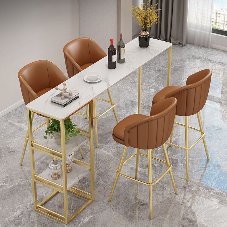 Rectangle Bar Dining Table Contemporary Bar Dining Table with Gold Trestle Base