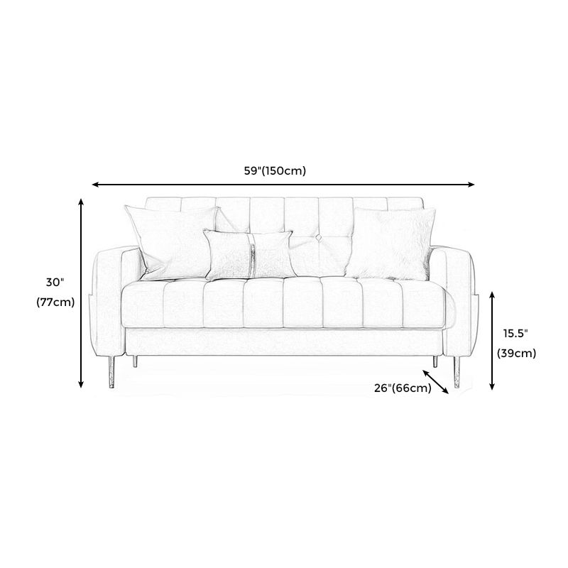 Mid-century Modern Velvet Square Arm Sofa 30.31" High Tufted Back Couch