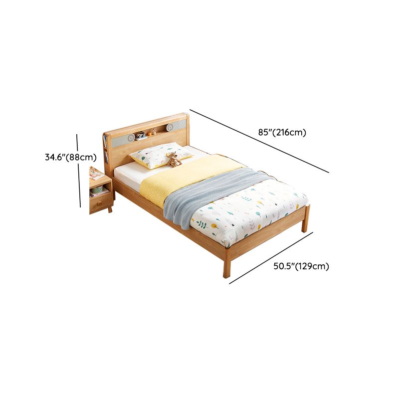 No Theme Modern Kids Bed Solid Wood Storage Panel Bed with Headboard