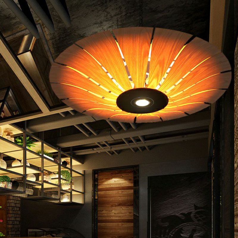 Asien Stil Regenschirm Kronleuchter Licht Holz 3 Lampen Restaurant Pendelleuchte Leuchte