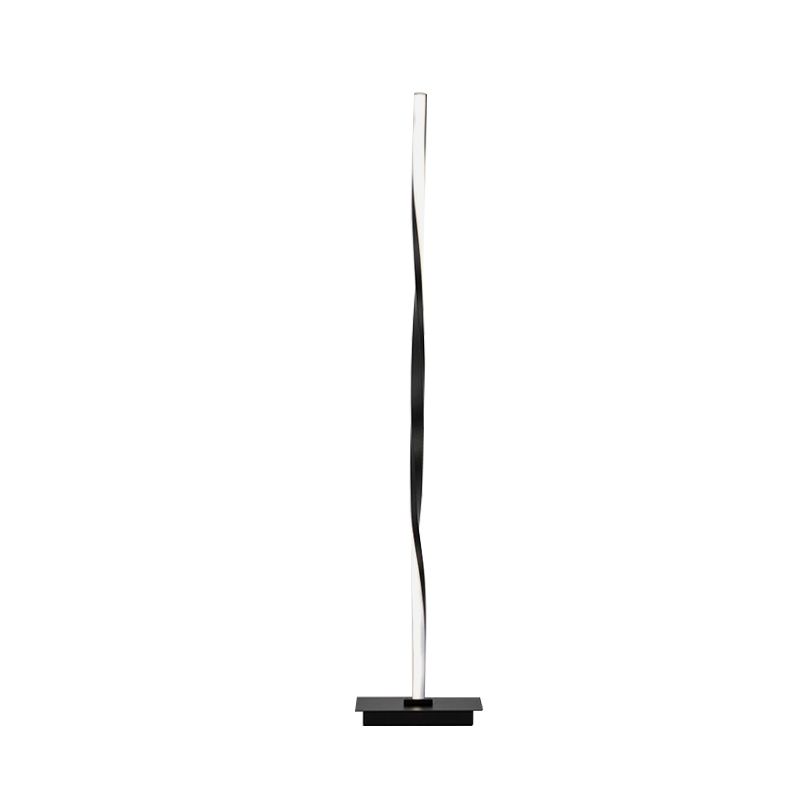 Metallic Spiral Line Floor Reading Lamp Minimalist Black/Silver LED Stand Up Lighting in Warm/White/Natural Light