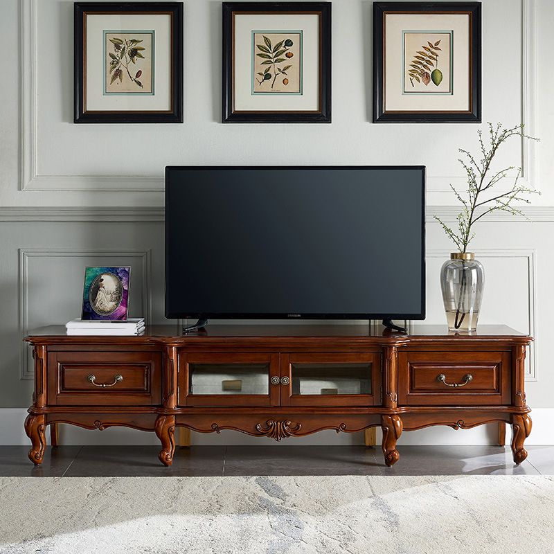 Traditional TV Media Stand Wooden TV Stand Console with 2 Drawers