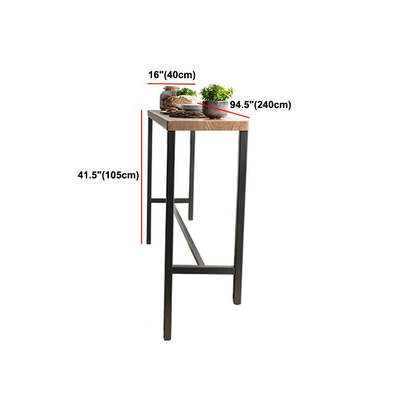 Pine Wood Bar Dining Table Industrial Rectangle Bar Table with Trestle for Balcony