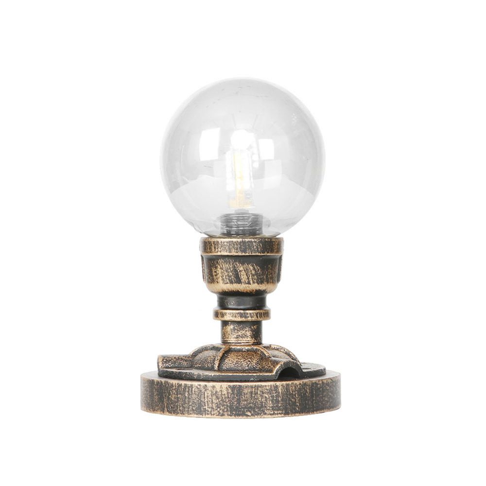 1 Light Clear/Amber Glass Desk Lamp Vintage Style Antique Bronze Globe Shade Living Room Task Lighting with Base