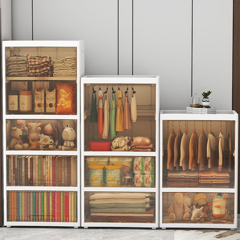 Modern Style Plastic Armoire Cabinet Cloth Rod Included Youth Armoire for Home