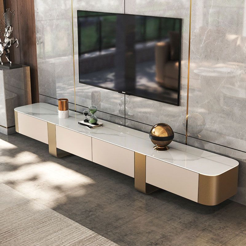 Contemporary Media Console TV Stand Stone TV Stand with Drawers