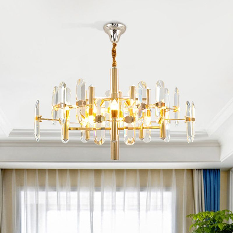 Sputnik Suspension Light Artistic Clear K9 Crystal Living Room Chandelier Light in Gold