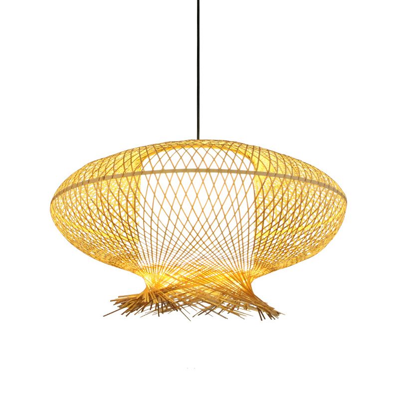 Pendentif ovale lampe en bambou 1