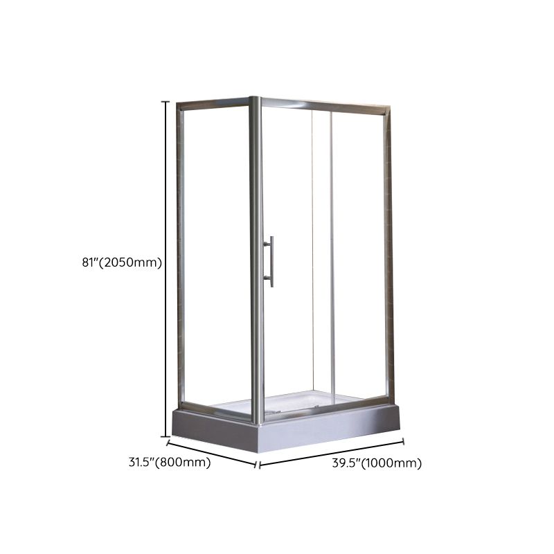 Corner Tempered Glass Shower Kit Silver Semi-Frameless Shower Kit