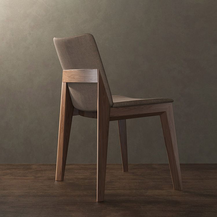 Scandinavian Oak Parsons Side Chair Linen Dining Chair with Natural Legs