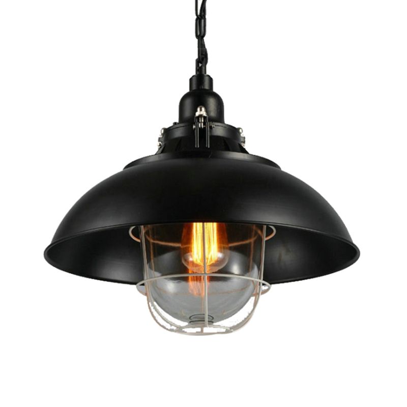 1 Light Caged Hanging Ceiling Lights Industrial Style Metal Pendant Light Fixtures for Restaurant