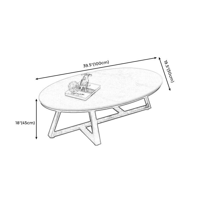 Faux Marble and Stone Coffee Table Cross Legs Cocktail Table