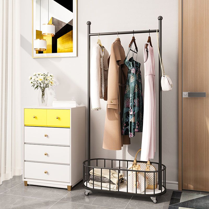 Metal Coat Hanger Modern Style Simple Household Floor Coat Rack with Pulley