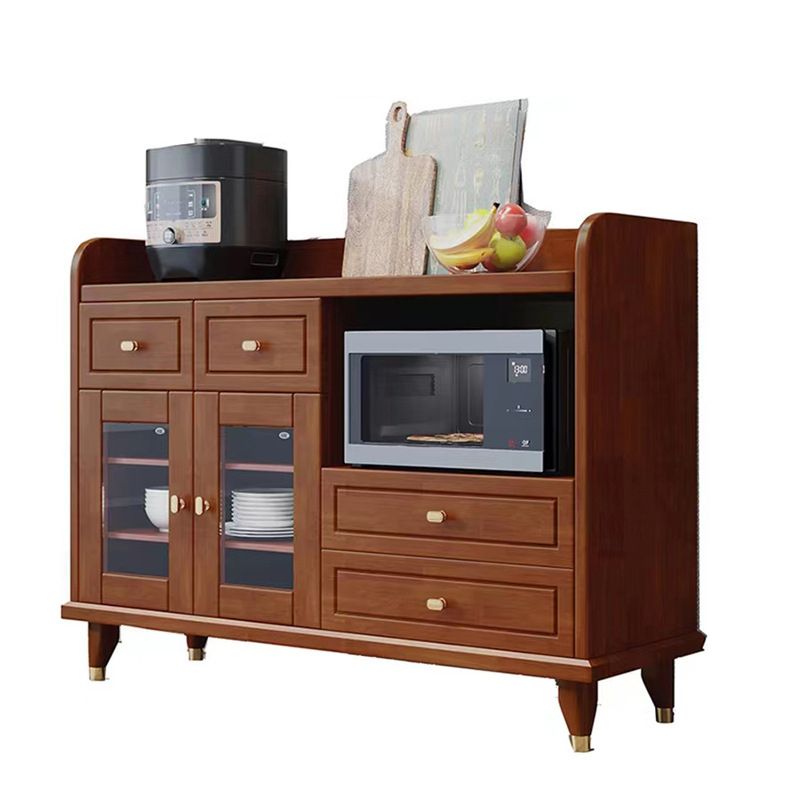 Contemporary Dining Buffet Solid Wood 37"H Sideboard with Cabinets and Drawers